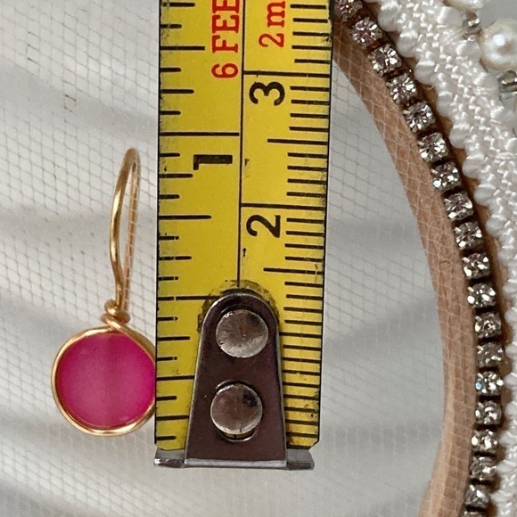 PINK & Gold Minimalist Wire Wrapped Earrings - Picture 8 of 13